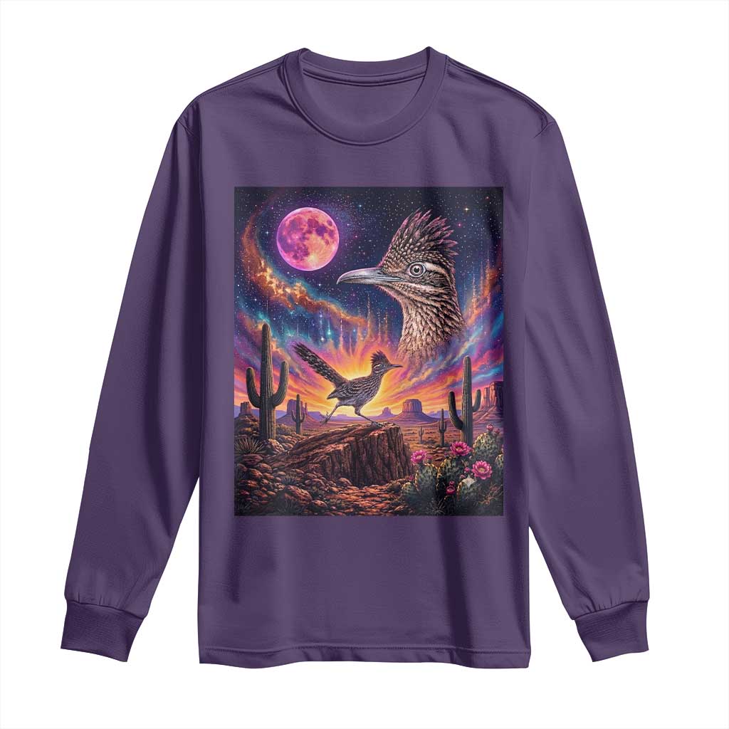 Arizona Roadrunner Vintage Desert Moon Retro Cactus Long Sleeve Shirt 90s Southwest Wildlife Bird Animal Lover