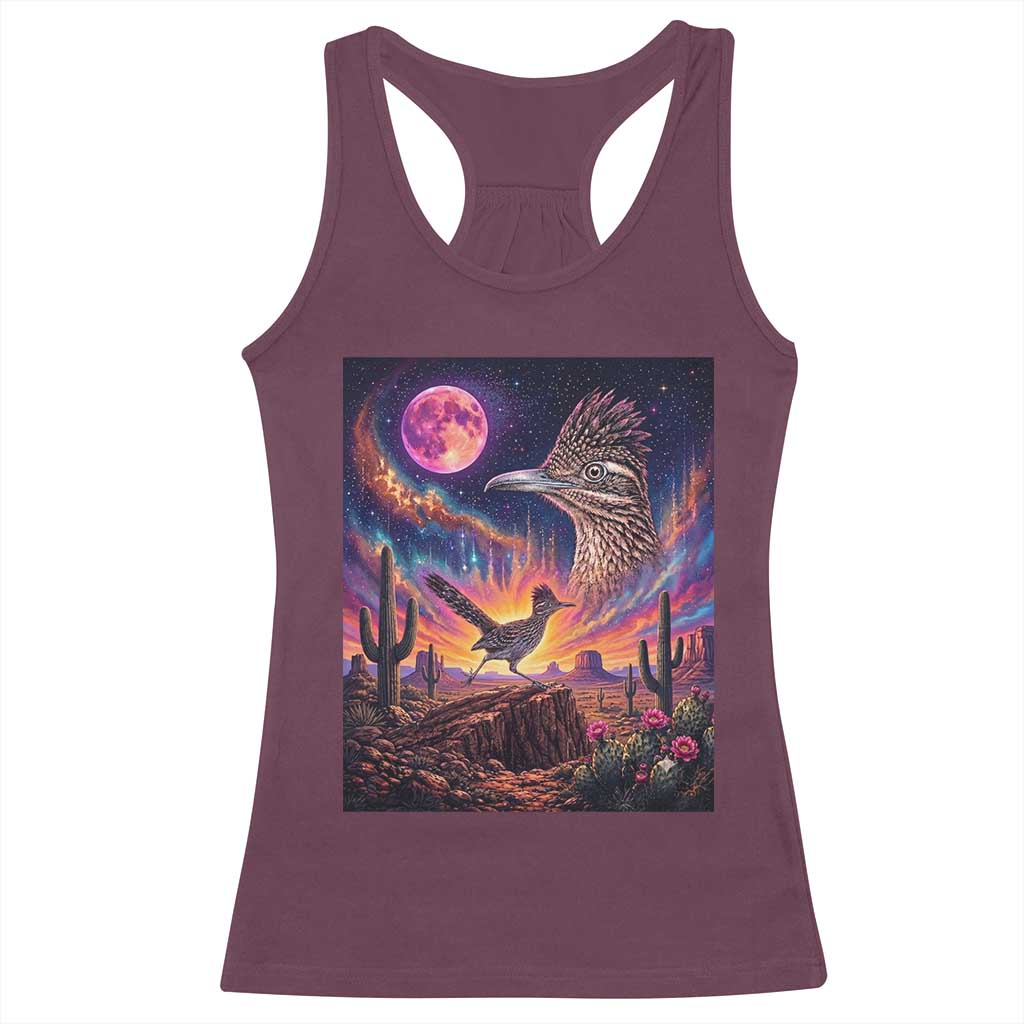 Arizona Roadrunner Vintage Desert Moon Retro Cactus Racerback Tank Top 90s Southwest Wildlife Bird Animal Lover