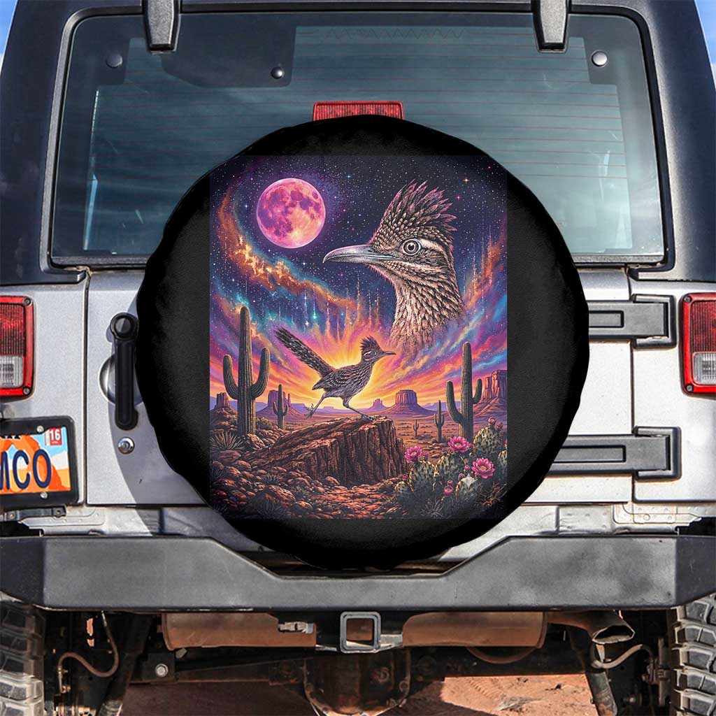 Arizona Roadrunner Vintage Desert Moon Retro Cactus Spare Tire Cover 90s Southwest Wildlife Bird Animal Lover TS14 No hole Black Print Your Wear