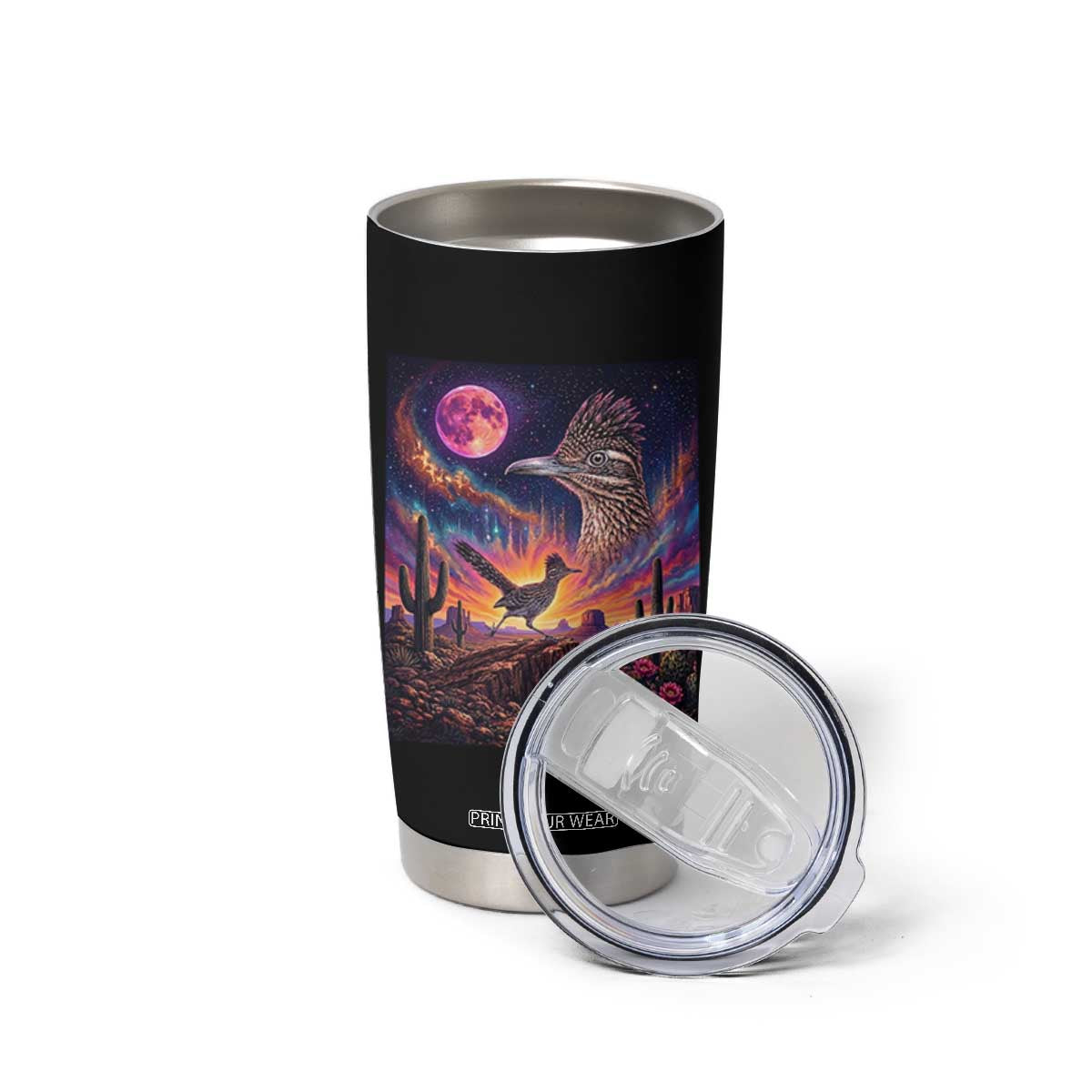 Arizona Roadrunner Vintage Desert Moon Retro Cactus Tumbler Cup 90s Southwest Wildlife Bird Animal Lover