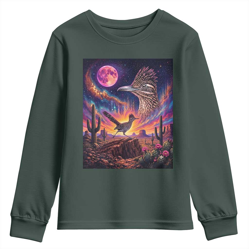Arizona Roadrunner Vintage Desert Moon Retro Cactus Youth Sweatshirt 90s Southwest Wildlife Bird Animal Lover