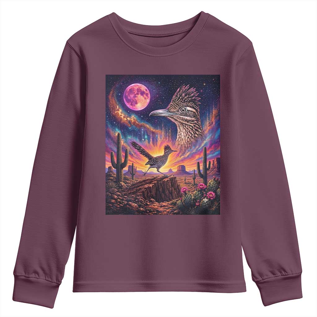 Arizona Roadrunner Vintage Desert Moon Retro Cactus Youth Sweatshirt 90s Southwest Wildlife Bird Animal Lover