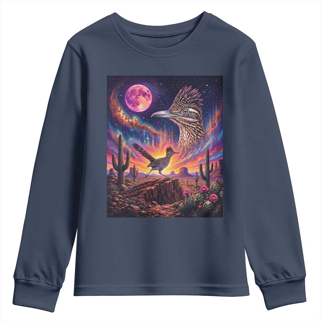 Arizona Roadrunner Vintage Desert Moon Retro Cactus Youth Sweatshirt 90s Southwest Wildlife Bird Animal Lover