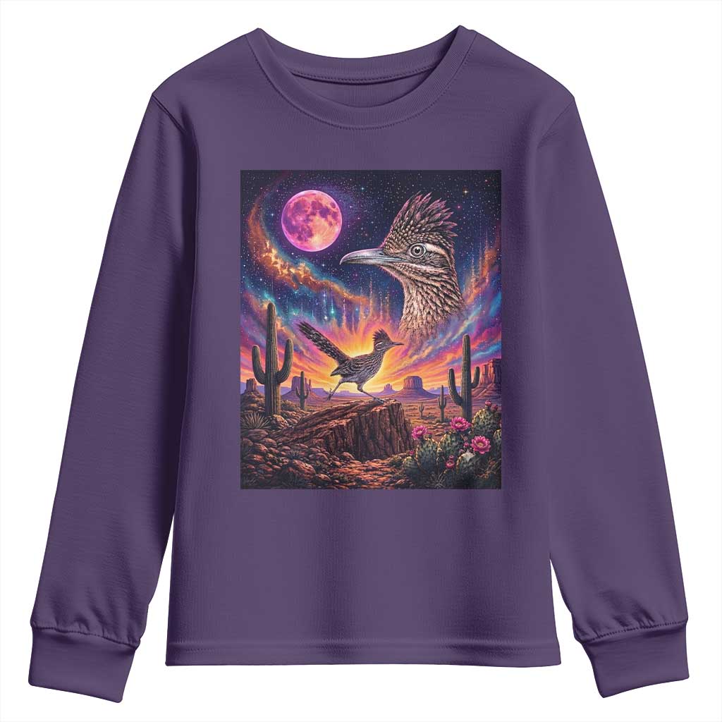 Arizona Roadrunner Vintage Desert Moon Retro Cactus Youth Sweatshirt 90s Southwest Wildlife Bird Animal Lover