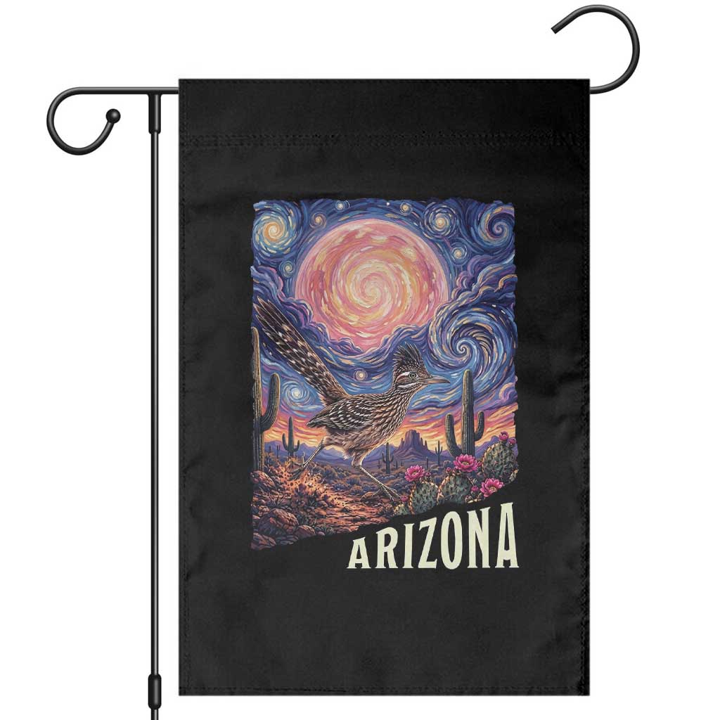 Arizona Roadrunner Vintage Desert Moon Retro Cactus Garden Flag Southwest Wildlife Bird Starry Night Style TS14 Black Print Your Wear