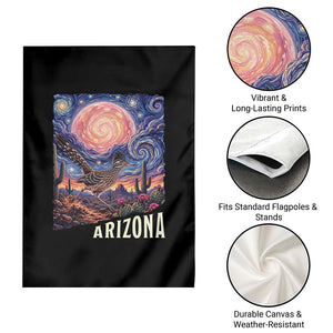 Arizona Roadrunner Vintage Desert Moon Retro Cactus Garden Flag Southwest Wildlife Bird Starry Night Style