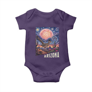 Arizona Roadrunner Vintage Desert Moon Retro Cactus Baby Onesie Southwest Wildlife Bird Starry Night Style
