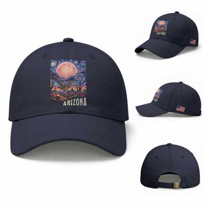Arizona Roadrunner Vintage Desert Moon Retro Cactus Baseball Cap Southwest Wildlife Bird Starry Night Style