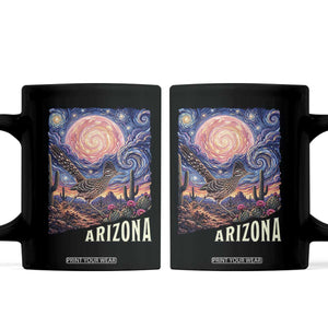 Arizona Roadrunner Vintage Desert Moon Retro Cactus Coffee Mug Southwest Wildlife Bird Starry Night Style