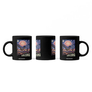Arizona Roadrunner Vintage Desert Moon Retro Cactus Coffee Mug Southwest Wildlife Bird Starry Night Style