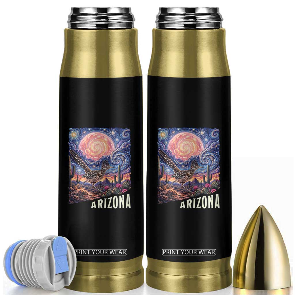 Arizona Roadrunner Vintage Desert Moon Retro Cactus Bullet Tumbler Southwest Wildlife Bird Starry Night Style TS14 Black Print Your Wear