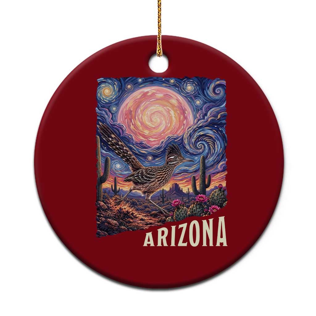 Arizona Roadrunner Vintage Desert Moon Retro Cactus Ceramic Ornament Southwest Wildlife Bird Starry Night Style TS14 1pc Red Print Your Wear