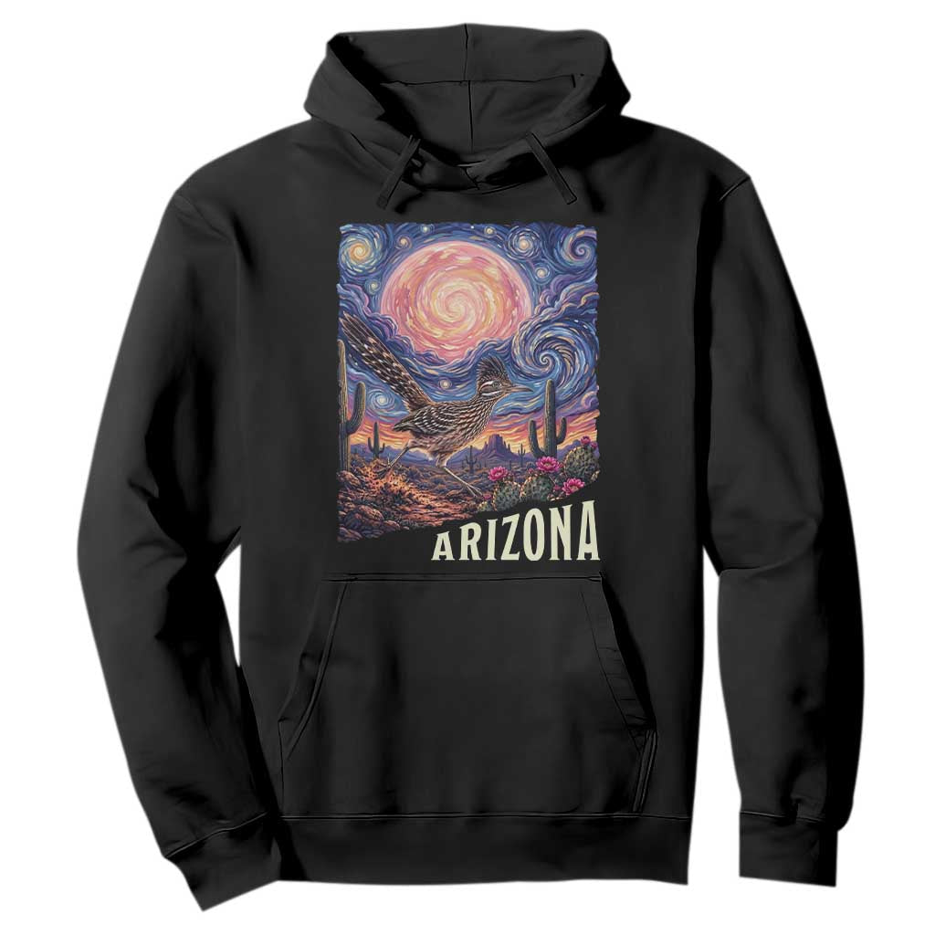 Arizona Roadrunner Vintage Desert Moon Retro Cactus Hoodie Southwest Wildlife Bird Starry Night Style TS14 Black Print Your Wear