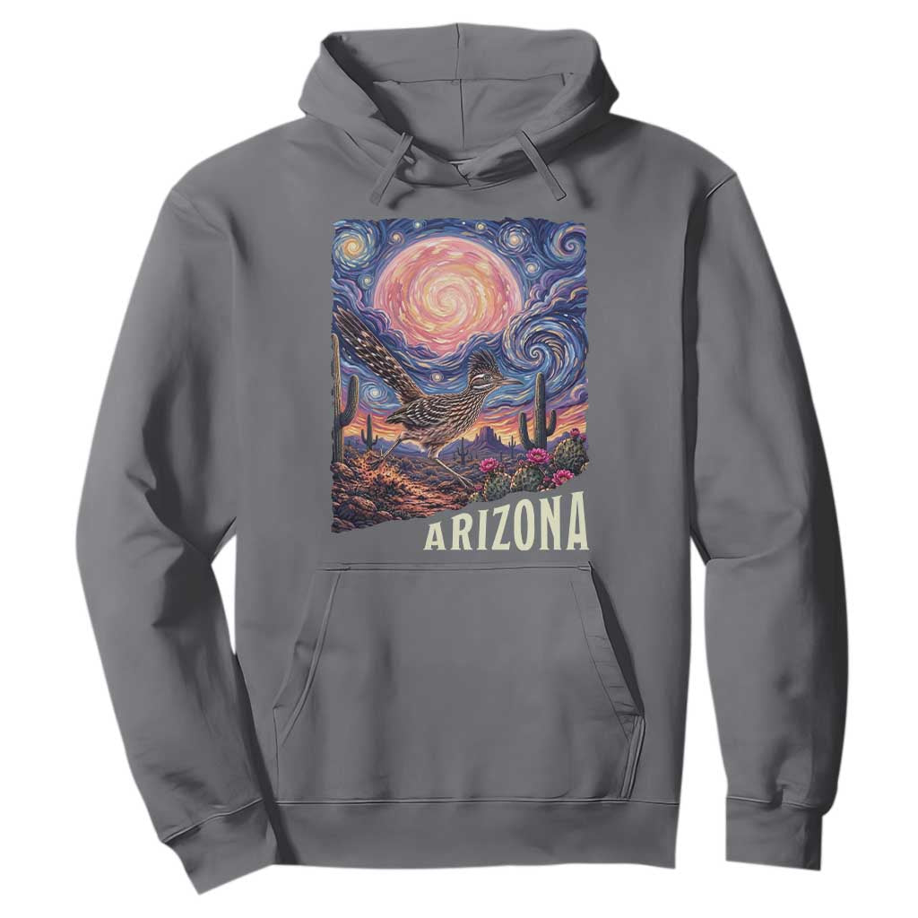 Arizona Roadrunner Vintage Desert Moon Retro Cactus Hoodie Southwest Wildlife Bird Starry Night Style