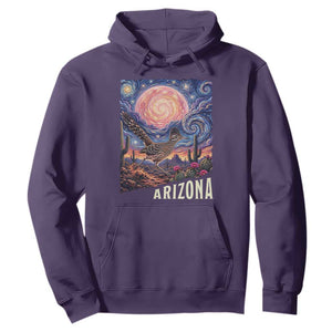 Arizona Roadrunner Vintage Desert Moon Retro Cactus Hoodie Southwest Wildlife Bird Starry Night Style