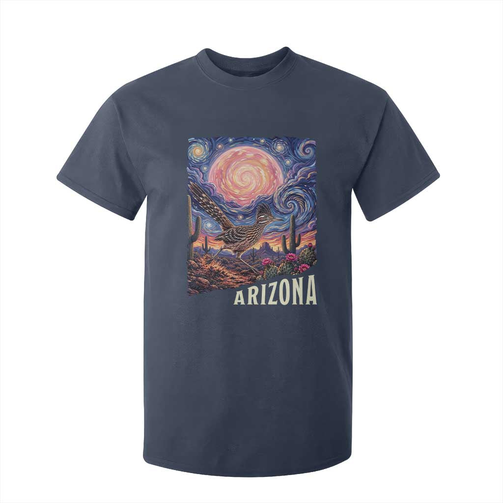 Arizona Roadrunner Vintage Desert Moon Retro Cactus T Shirt For Kid Southwest Wildlife Bird Starry Night Style