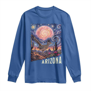 Arizona Roadrunner Vintage Desert Moon Retro Cactus Long Sleeve Shirt Southwest Wildlife Bird Starry Night Style