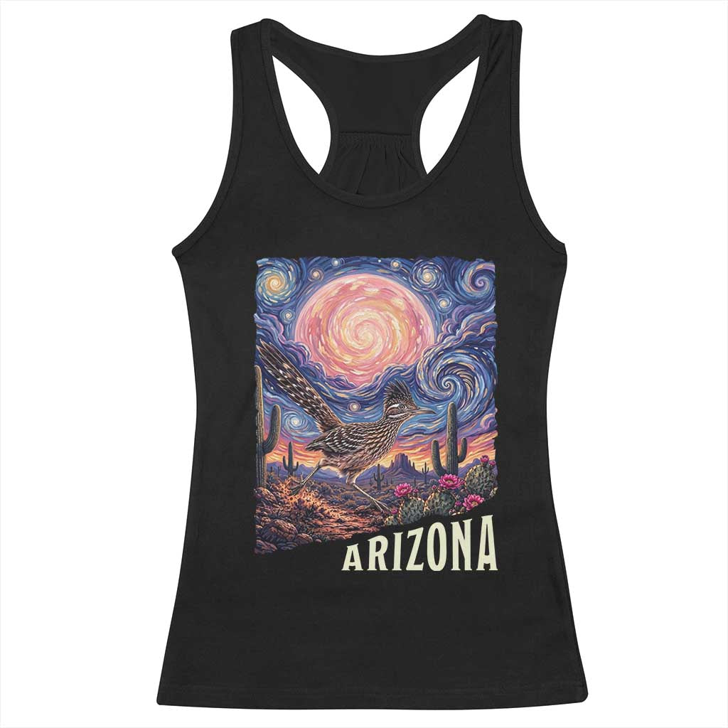 Arizona Roadrunner Vintage Desert Moon Retro Cactus Racerback Tank Top Southwest Wildlife Bird Starry Night Style TS14 Black Print Your Wear