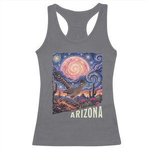 Arizona Roadrunner Vintage Desert Moon Retro Cactus Racerback Tank Top Southwest Wildlife Bird Starry Night Style