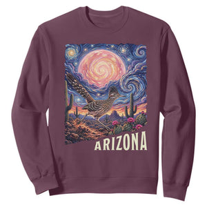Arizona Roadrunner Vintage Desert Moon Retro Cactus Sweatshirt Southwest Wildlife Bird Starry Night Style