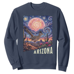 Arizona Roadrunner Vintage Desert Moon Retro Cactus Sweatshirt Southwest Wildlife Bird Starry Night Style
