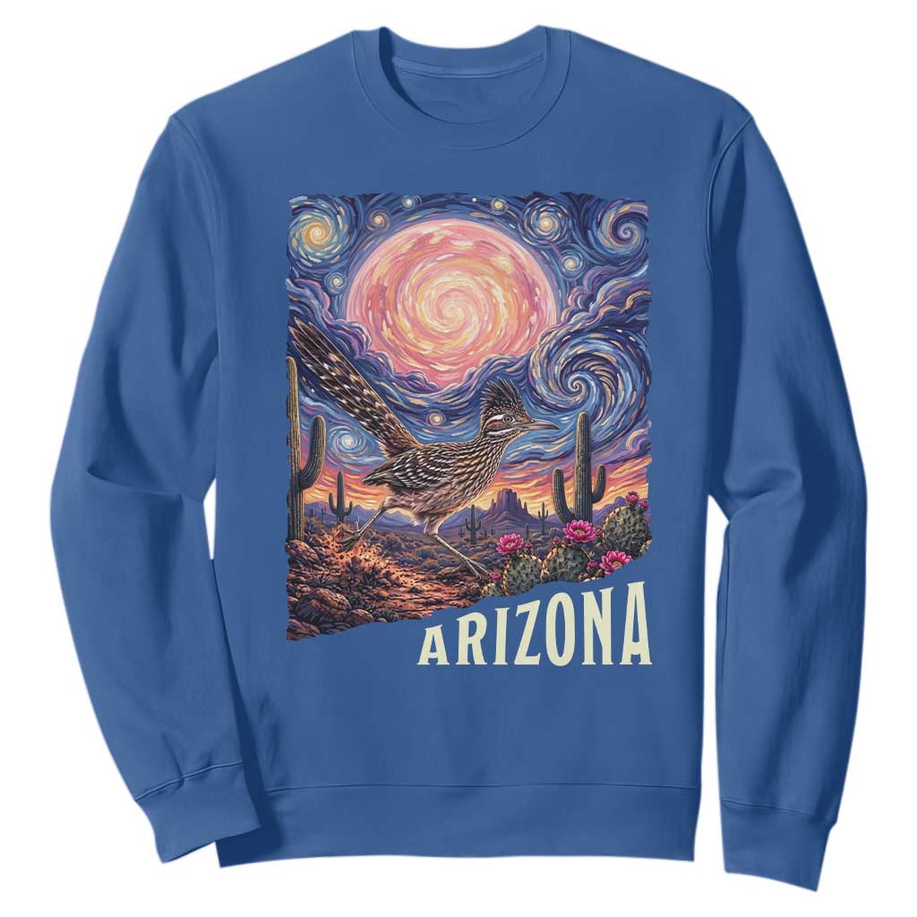 Arizona Roadrunner Vintage Desert Moon Retro Cactus Sweatshirt Southwest Wildlife Bird Starry Night Style