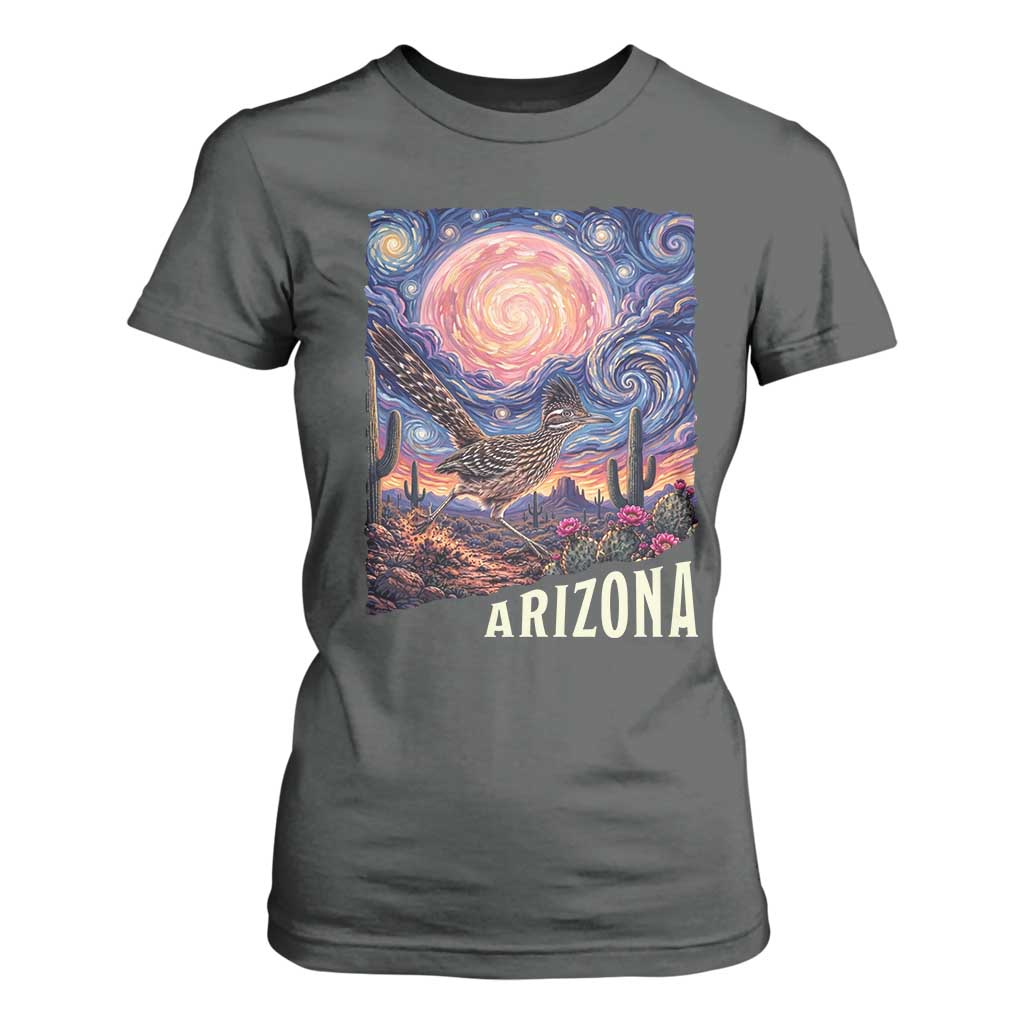 Arizona Roadrunner Vintage Desert Moon Retro Cactus T Shirt For Women Southwest Wildlife Bird Starry Night Style