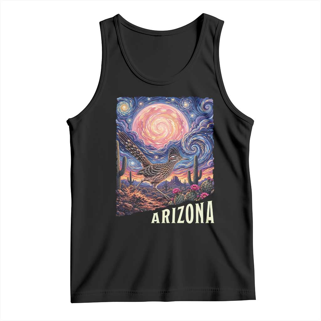 Arizona Roadrunner Vintage Desert Moon Retro Cactus Tank Top Southwest Wildlife Bird Starry Night Style TS14 Black Print Your Wear