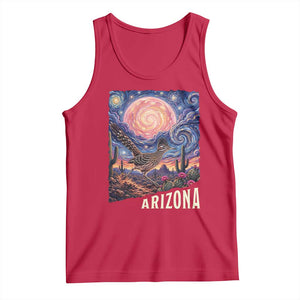 Arizona Roadrunner Vintage Desert Moon Retro Cactus Tank Top Southwest Wildlife Bird Starry Night Style