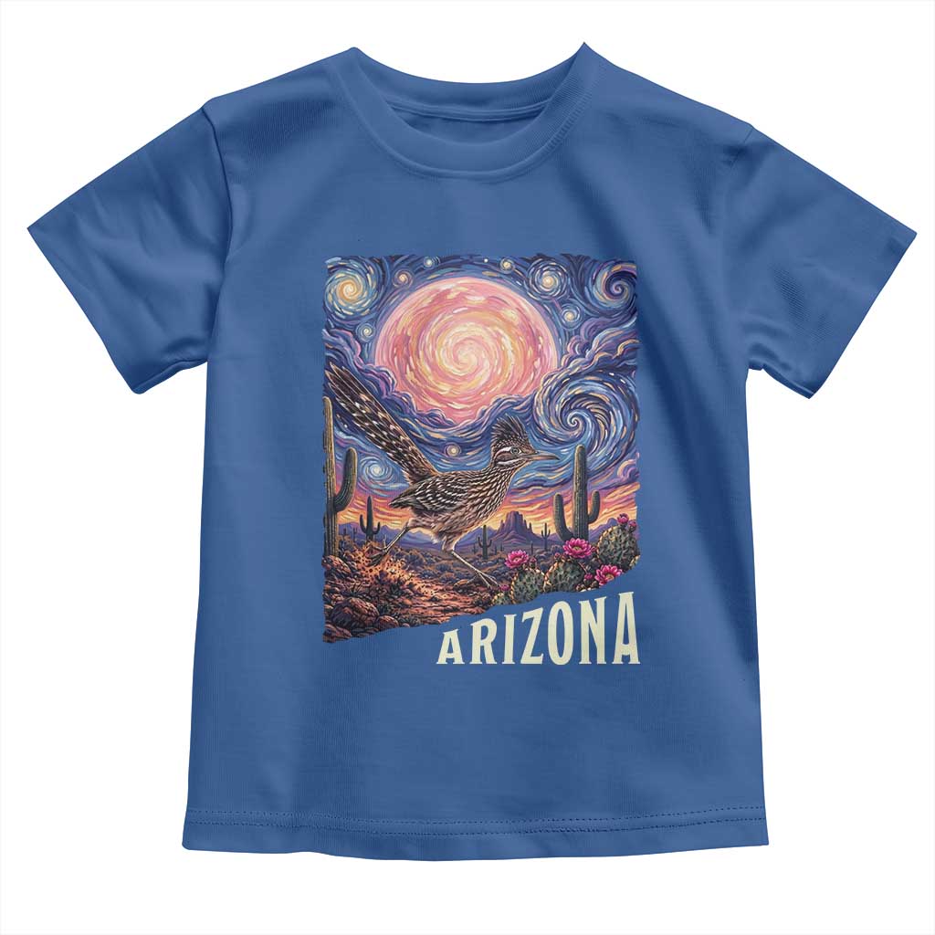 Arizona Roadrunner Vintage Desert Moon Retro Cactus Toddler T Shirt Southwest Wildlife Bird Starry Night Style