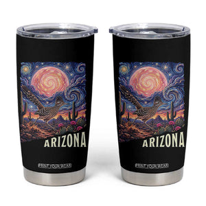 Arizona Roadrunner Vintage Desert Moon Retro Cactus Tumbler Cup Southwest Wildlife Bird Starry Night Style