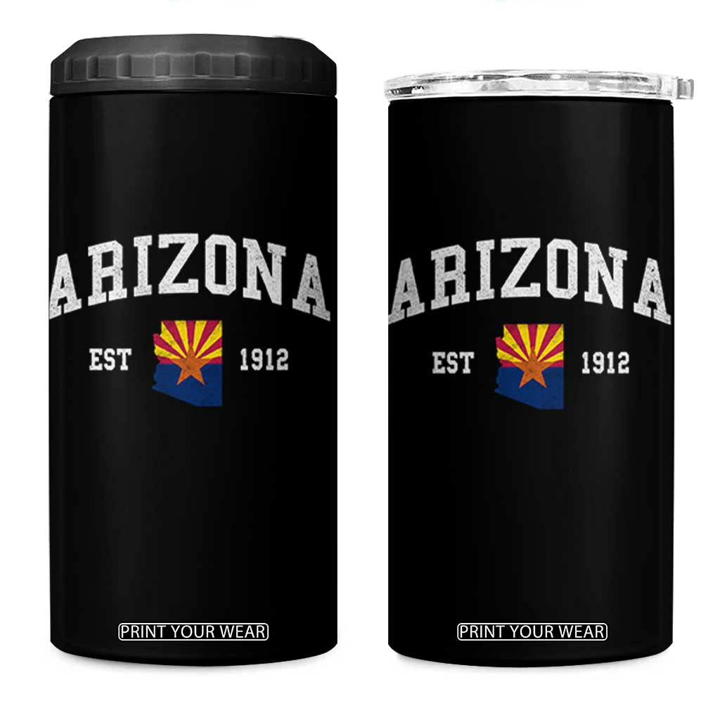Arizona State Flag Grand Canyon State Established 1912 4 in 1 Can Cooler Tumbler TS14 One Size: 16 oz Black Print Your Wear