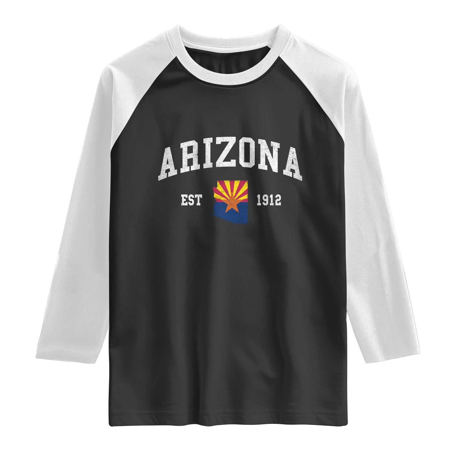Arizona State Flag Grand Canyon State Established 1912 Raglan Shirt TS14 Black White Print Your Wear