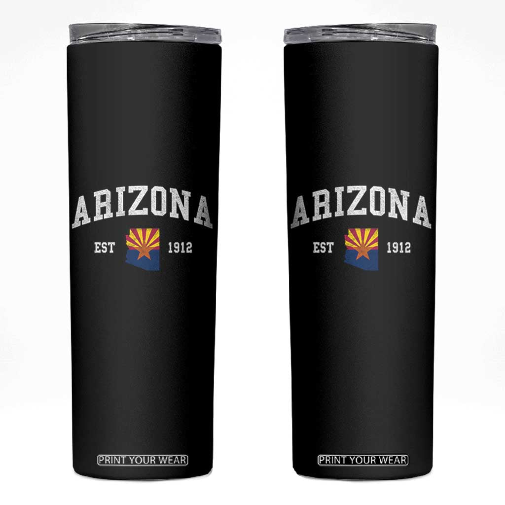 Arizona State Flag Grand Canyon State Established 1912 Skinny Tumbler TS14 Black Print Your Wear