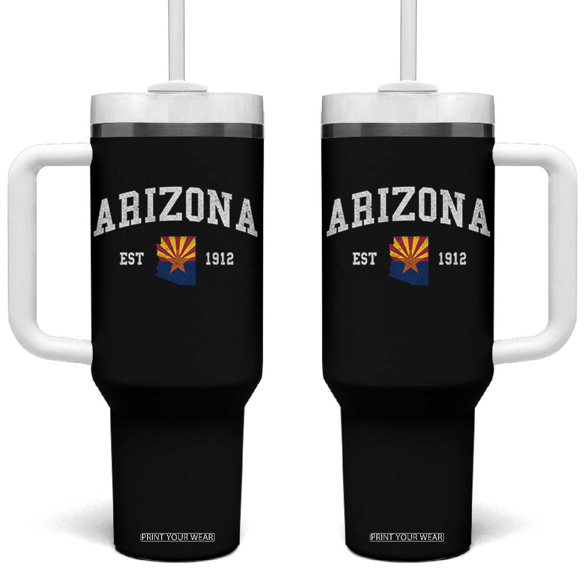 Arizona State Flag Grand Canyon State Established 1912 Tumbler With Handle TS14 One Size: 40 oz Black Print Your Wear