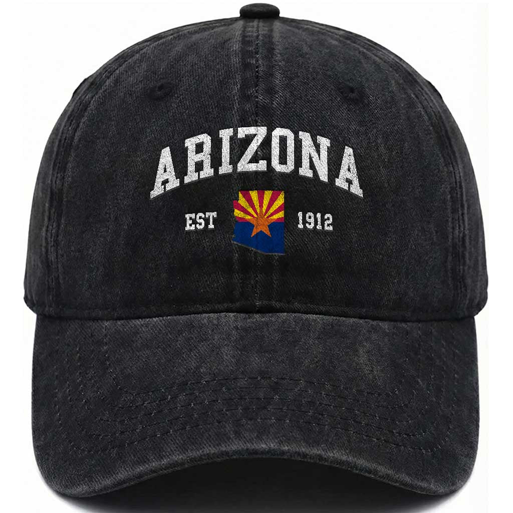 Arizona State Flag Grand Canyon State Established 1912 Washed Cotton Baseball Cap TS14 Print Your Wear