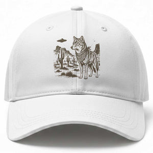 Vintage Coyote Cowboy UFO Baseball Cap Western Desert Southwest Coyote Alien