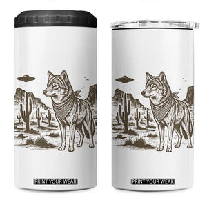 Vintage Coyote Cowboy UFO 4 in 1 Can Cooler Tumbler Western Desert Southwest Coyote Alien