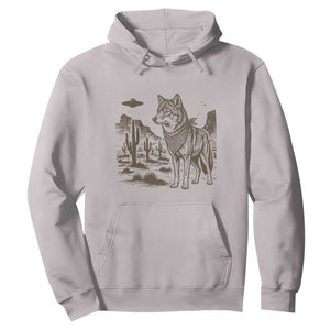 Vintage Coyote Cowboy UFO Hoodie Western Desert Southwest Coyote Alien