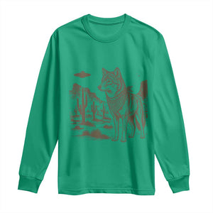 Vintage Coyote Cowboy UFO Long Sleeve Shirt Western Desert Southwest Coyote Alien