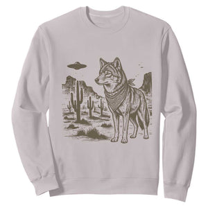 Vintage Coyote Cowboy UFO Sweatshirt Western Desert Southwest Coyote Alien