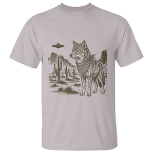 Vintage Coyote Cowboy UFO T Shirt Western Desert Southwest Coyote Alien