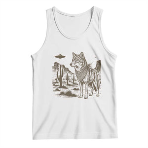 Vintage Coyote Cowboy UFO Tank Top Western Desert Southwest Coyote Alien