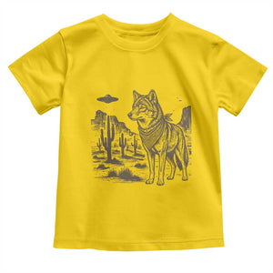 Vintage Coyote Cowboy UFO Toddler T Shirt Western Desert Southwest Coyote Alien