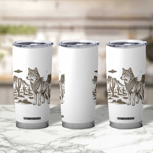 Vintage Coyote Cowboy UFO Tumbler Cup Western Desert Southwest Coyote Alien