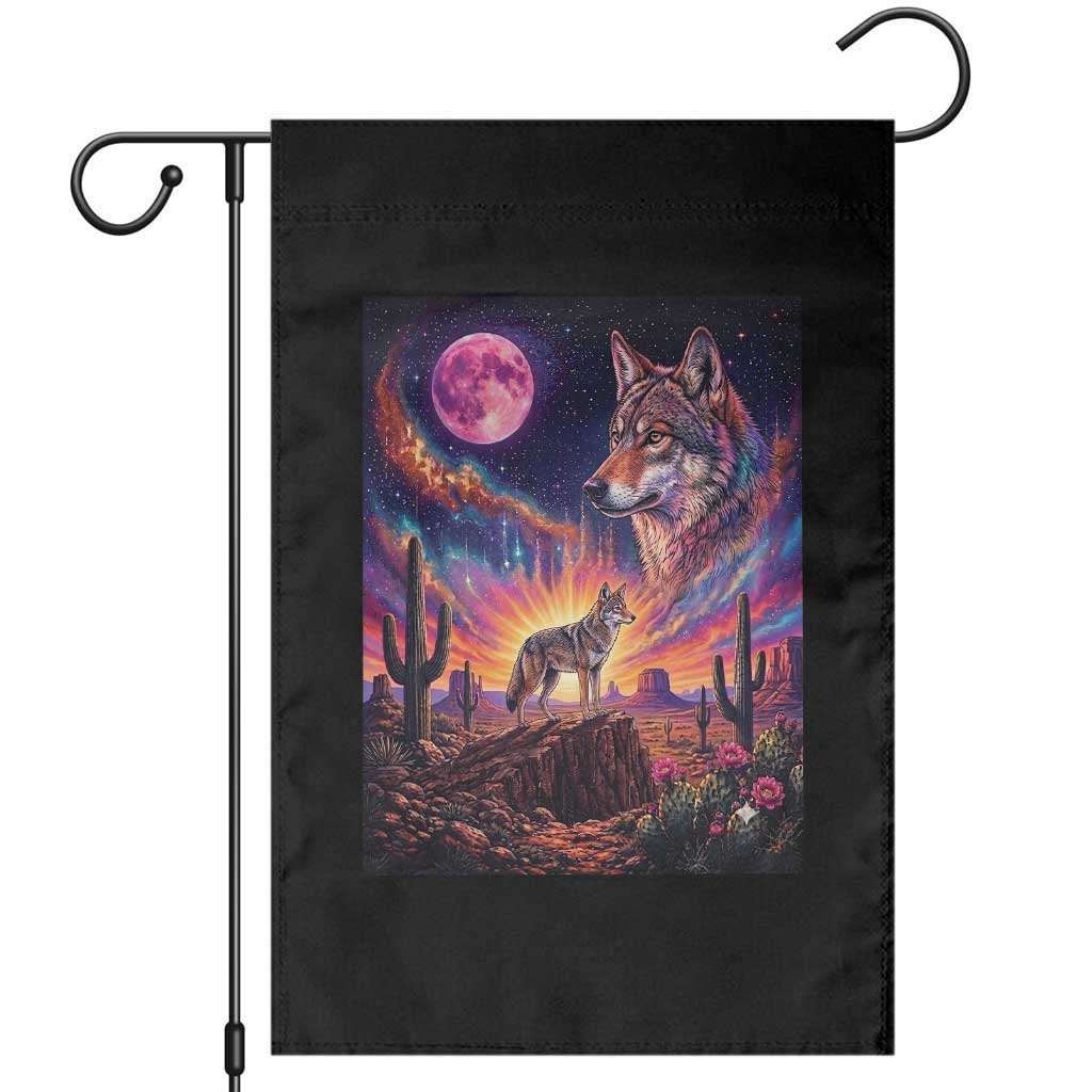 Arizona Coyote Vintage Desert Moon Retro Cactus Garden Flag Southwest Wildlife Western Adventure Graphic TS14 Black Print Your Wear