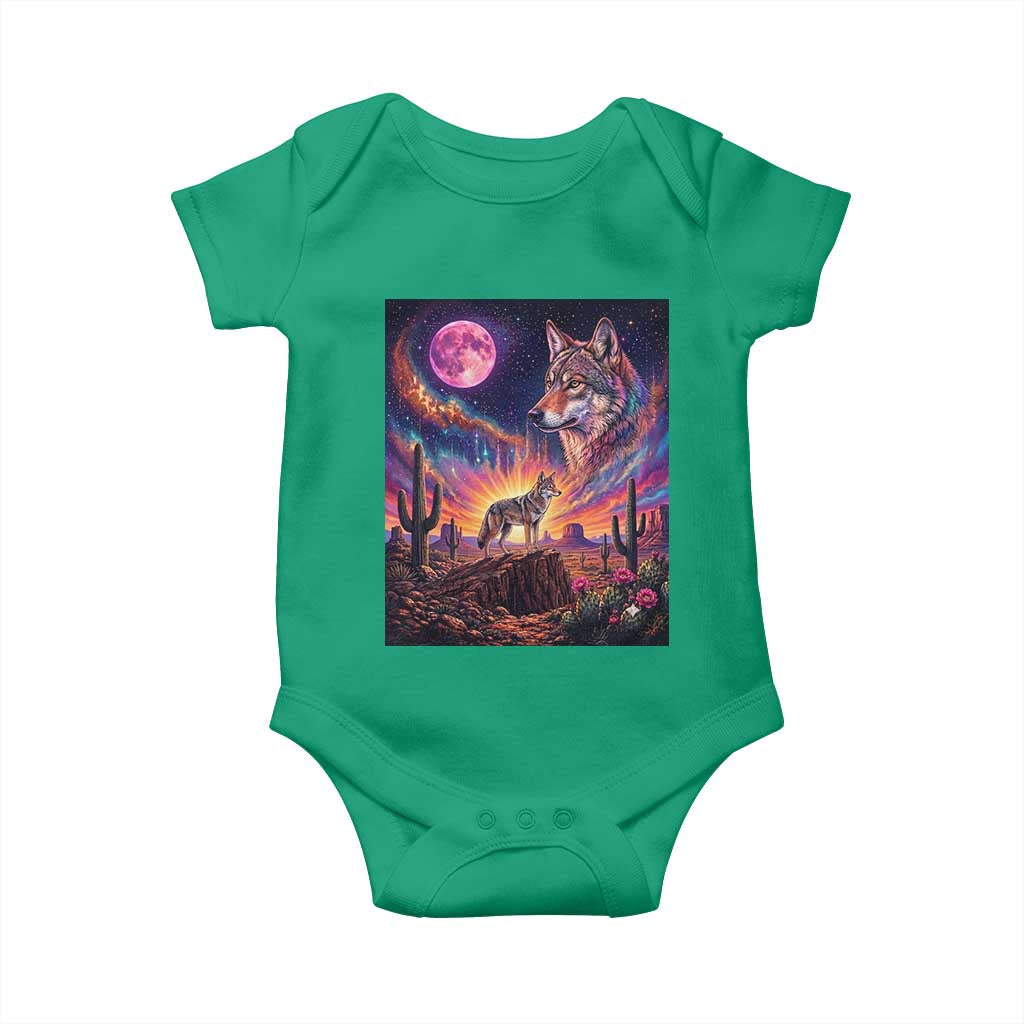 Arizona Coyote Vintage Desert Moon Retro Cactus Baby Onesie Southwest Wildlife Western Adventure Graphic