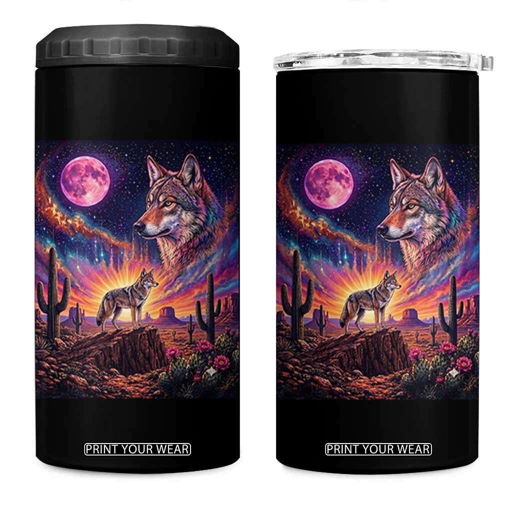 Arizona Coyote Vintage Desert Moon Retro Cactus 4 in 1 Can Cooler Tumbler Southwest Wildlife Western Adventure Graphic TS14 One Size: 16 oz Black Print Your Wear