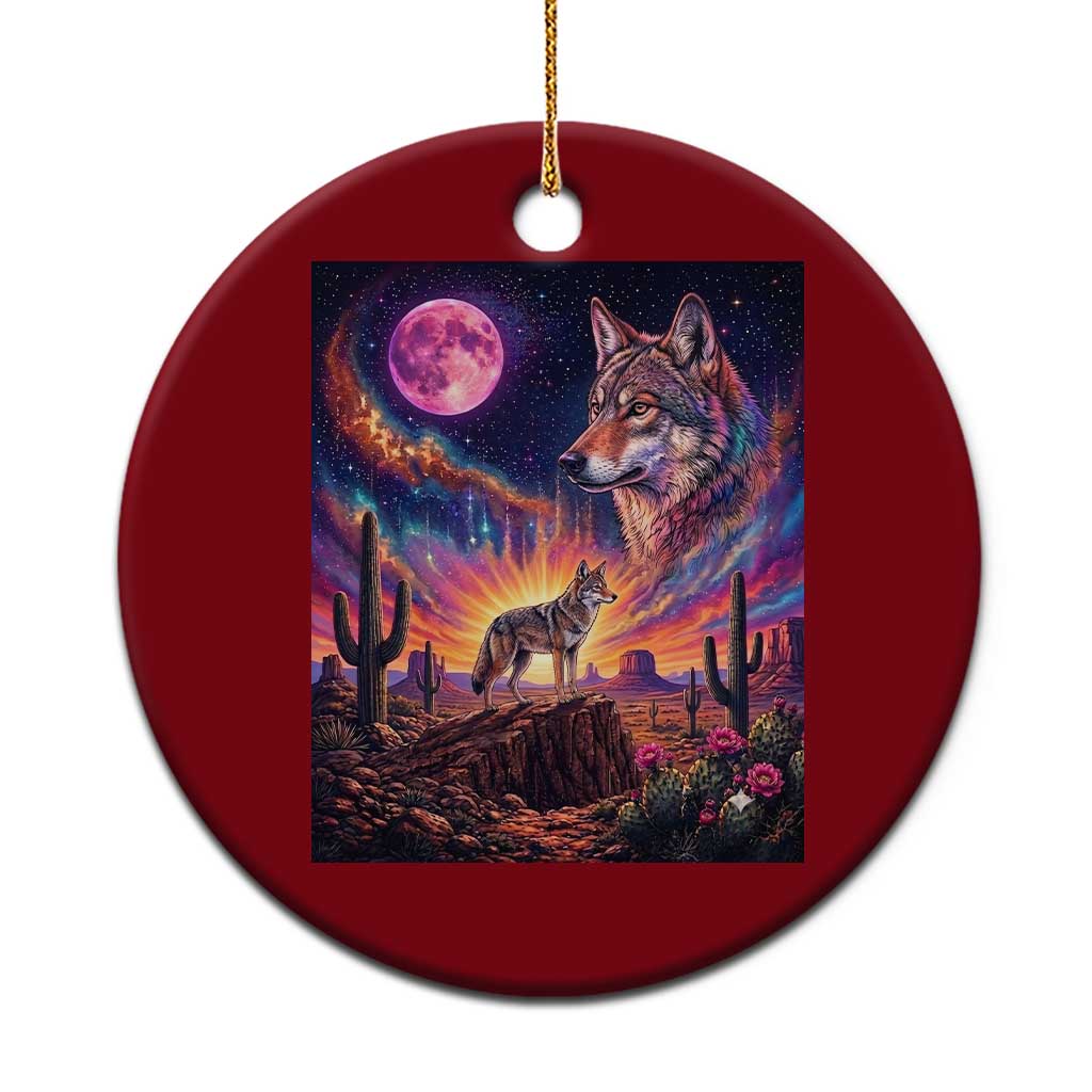 Arizona Coyote Vintage Desert Moon Retro Cactus Ceramic Ornament Southwest Wildlife Western Adventure Graphic TS14 1pc Red Print Your Wear