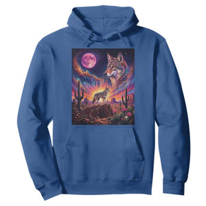 Arizona Coyote Vintage Desert Moon Retro Cactus Hoodie Southwest Wildlife Western Adventure Graphic